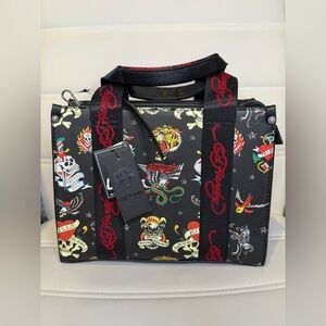 NWT Ed Hardy Graphic Tattoo Satchel | Tiger, Skull & Heart Designer Bag